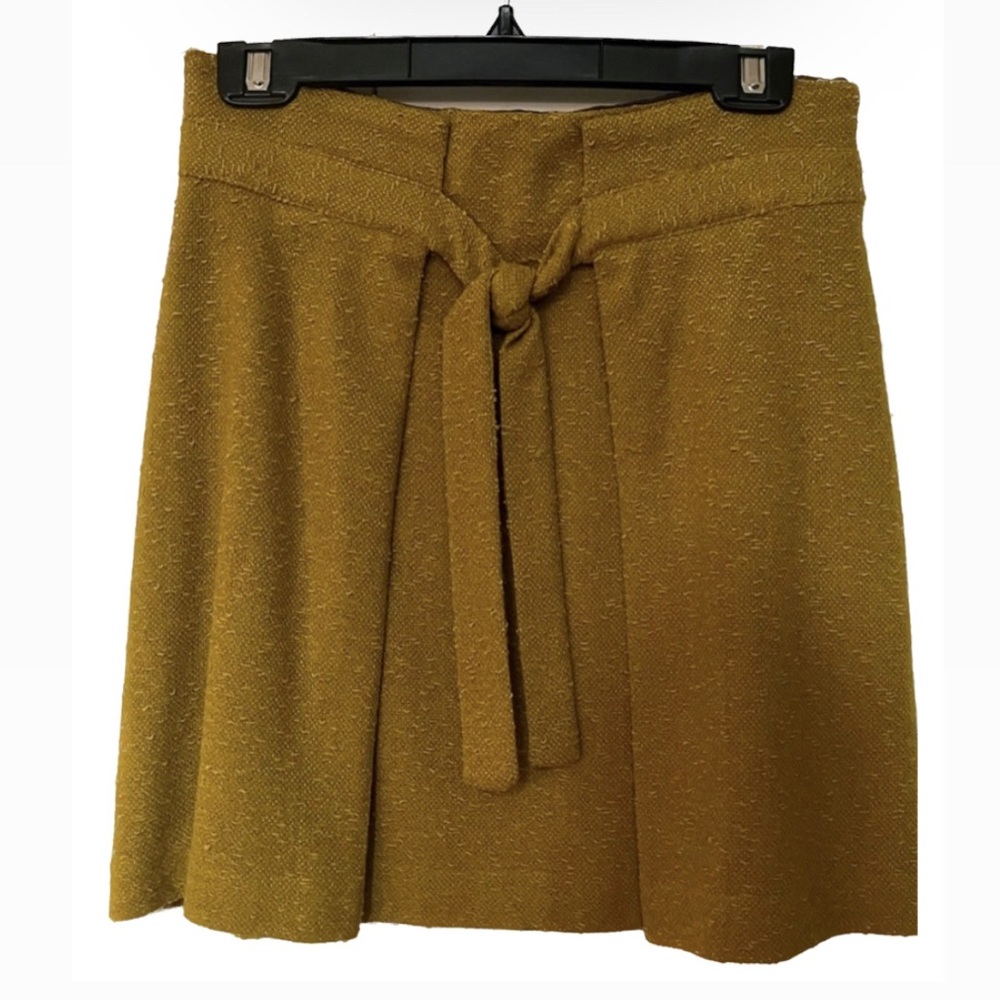 Vintage Milly NY - Gold Wool Skirt with Tie - size 4